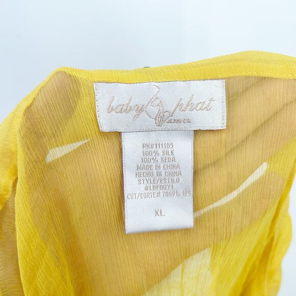 Baby Phat Womens Y2K Vintage 100% Silk Beaded Sheer Tunic Top Cover Up XL Yellow - Picture 6 of 7